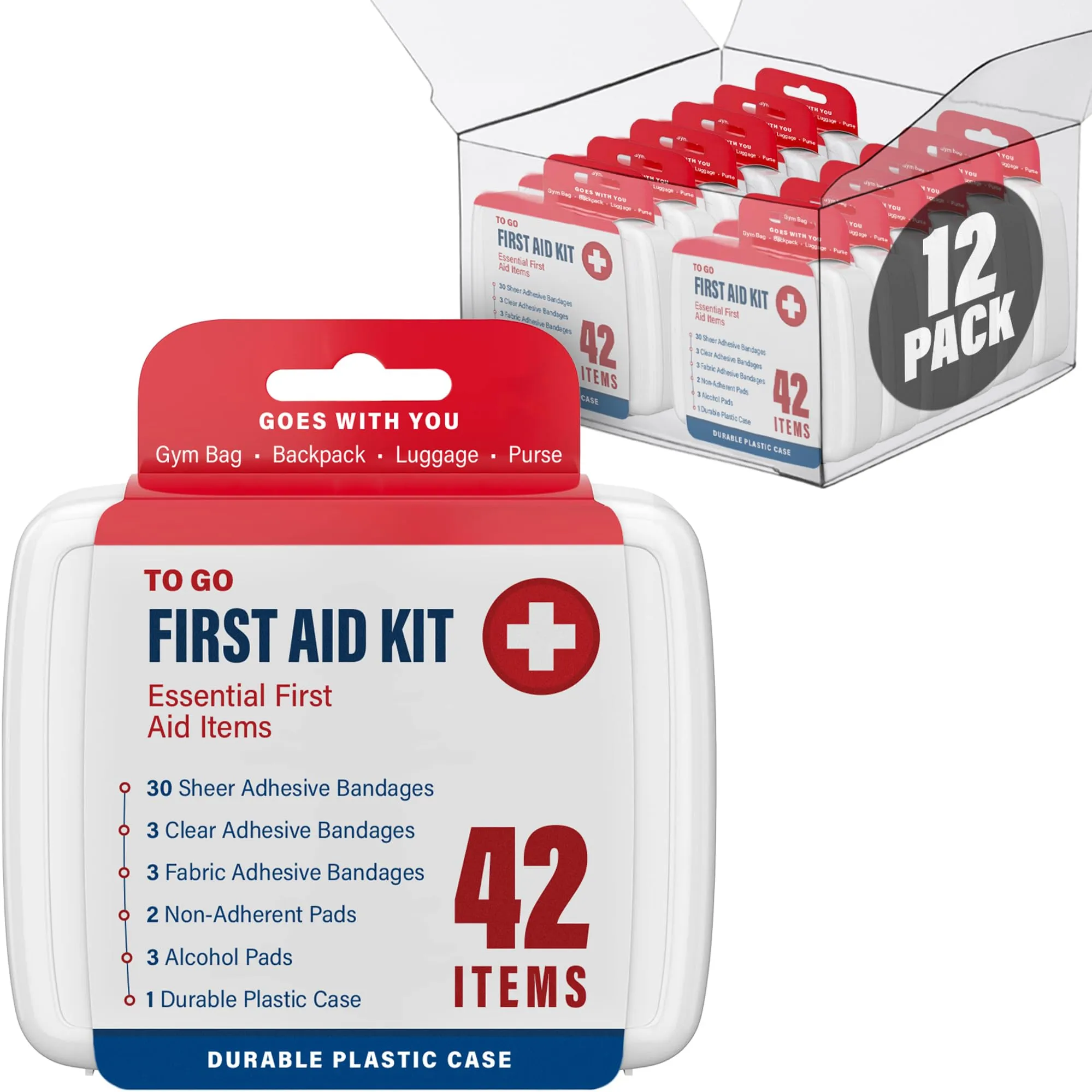 500 Piece Mini First Aid Kit for Home, Car, Office, Outdoors, Travel Size Small First Aid Kits with Adhesive Bandages and Pads - Bulk First Aid Supplies in Compact & Lightweight Case (12 Pack) 500 Pieces [12 Pack]