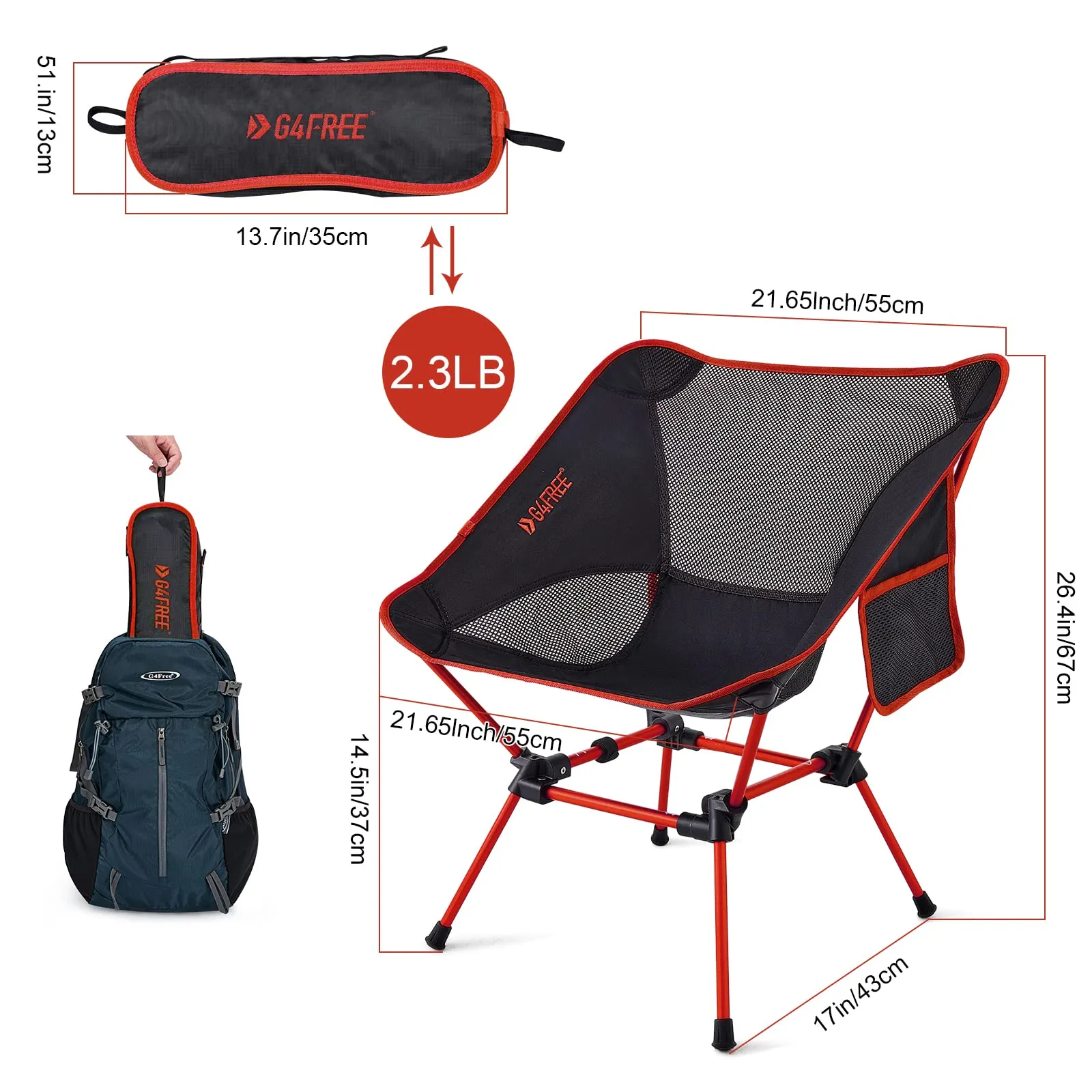 G4Free Ultralight Compact Backpacking Folding Chairs