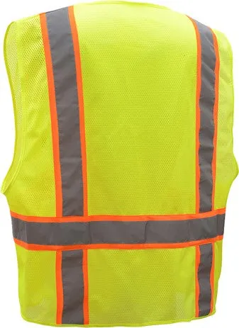 Premium Class 2 Multi-Purpose Two Tone Mesh Zipper 6 Pockets Vest