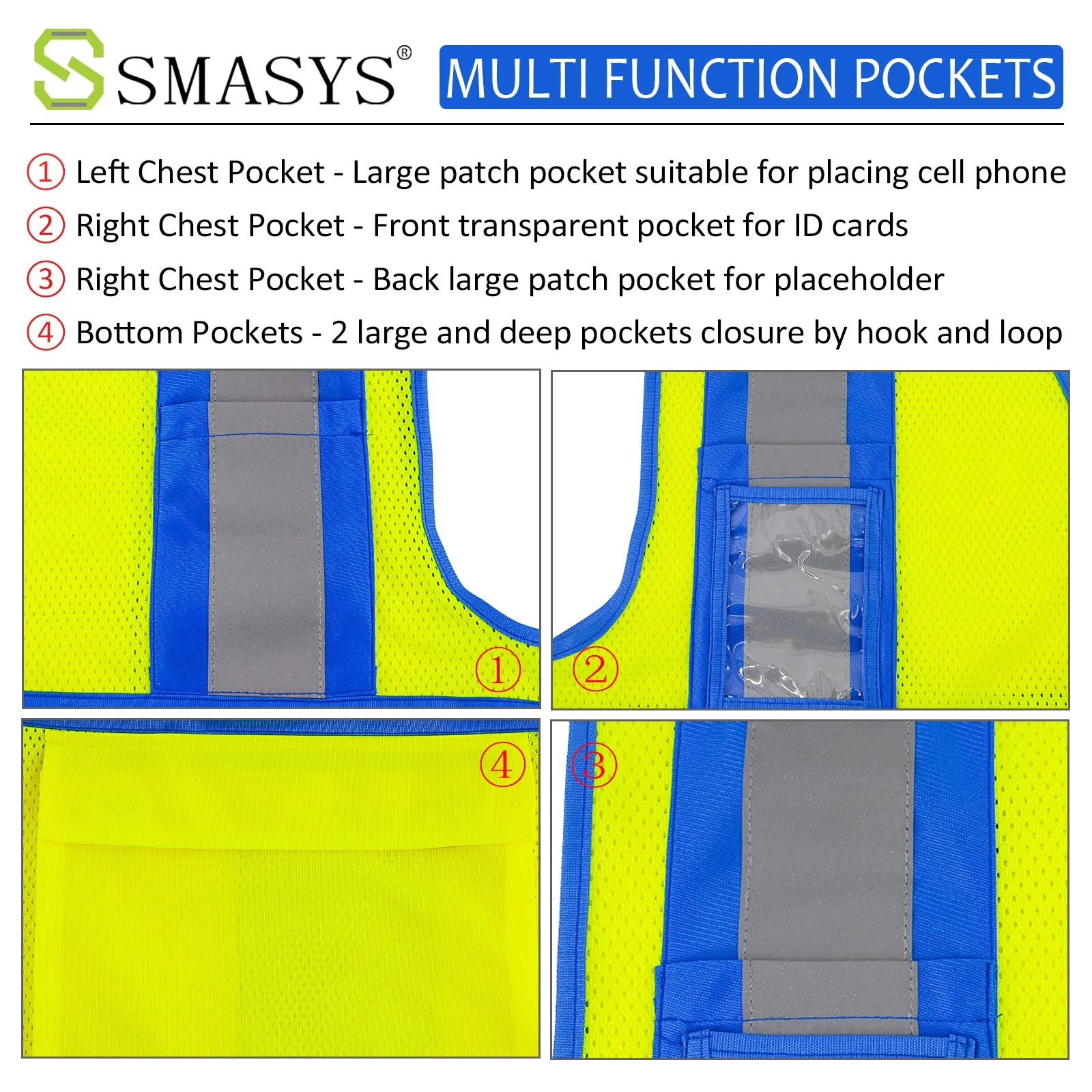 SMASYS Mesh Two-Tone Hi Vis Construction Safety Vest for Men Women(LBV-4058)